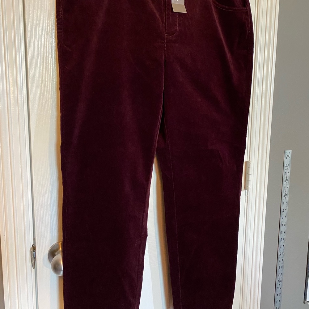 J Jill corduroy velvet jeans Size 18 New with Tag.  Deep burgundy
